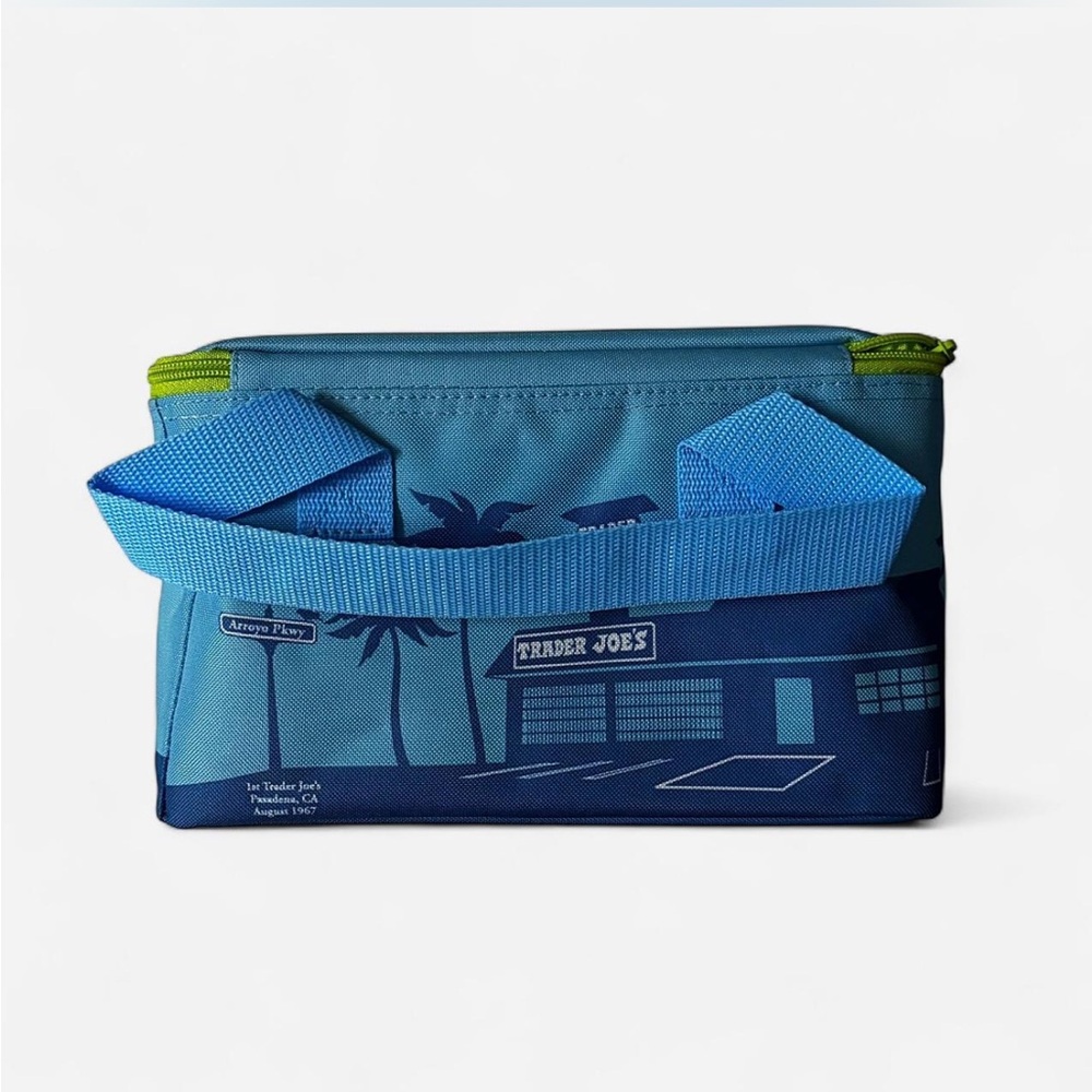 Blue Trader Joe's mini insulated tote bag